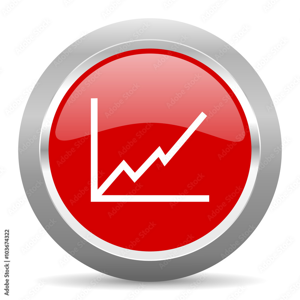 chart red metallic chrome web circle glossy icon chart red metallic chrome web circle glossy icon