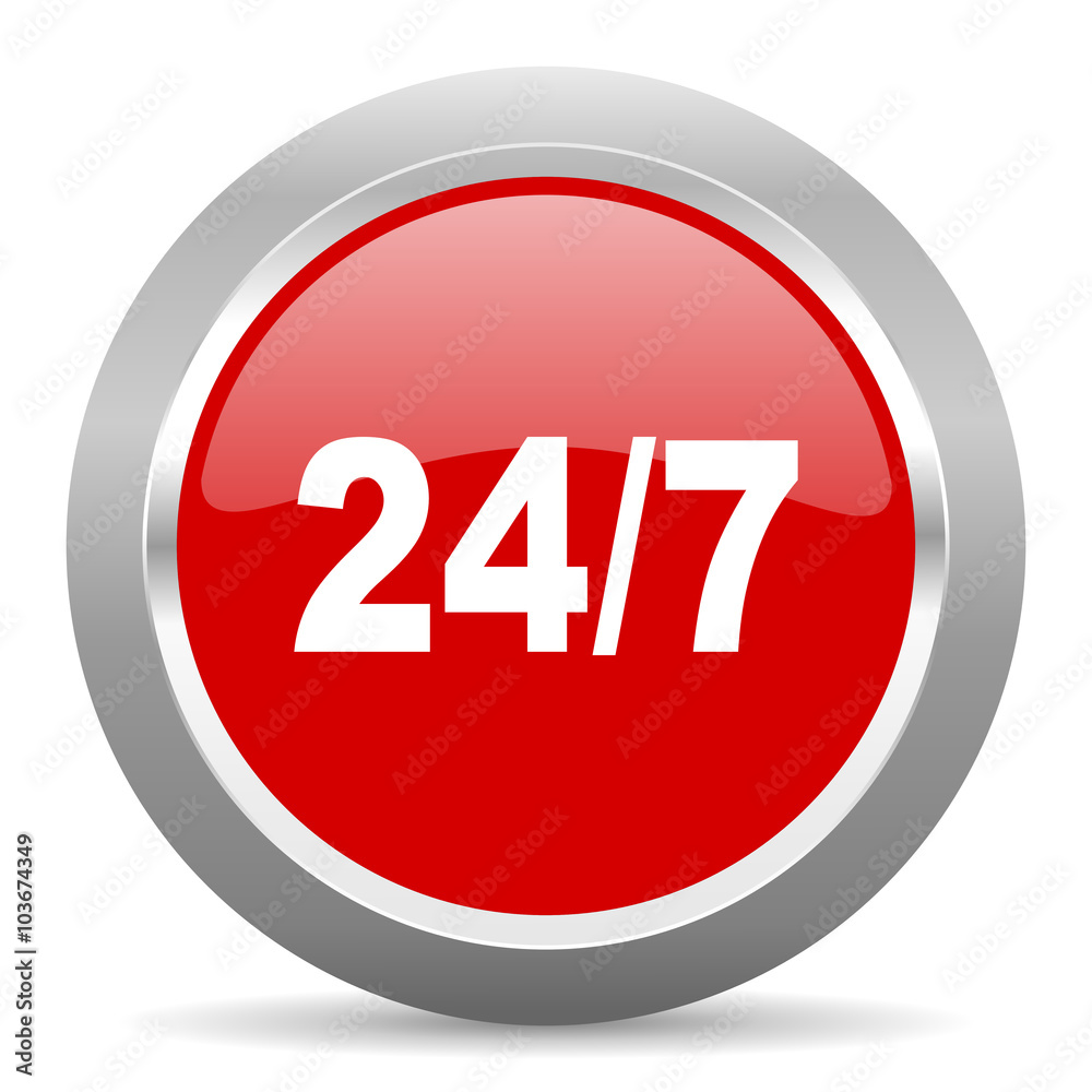 24/7 red metallic chrome web circle glossy icon 24/7 red metallic chrome web circle glossy icon