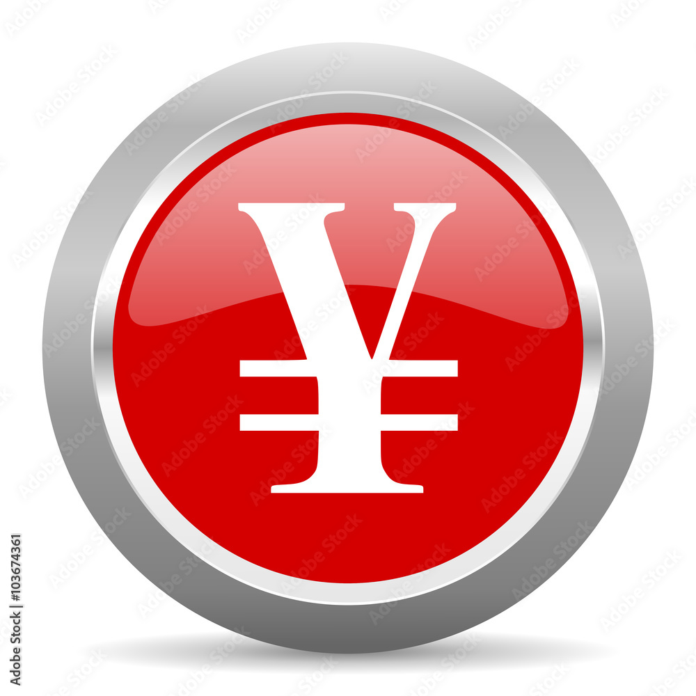 yen red metallic chrome web circle glossy icon yen red metallic chrome web circle glossy icon