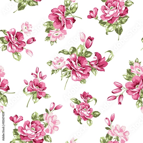Pink Flowers Seamless Pattern