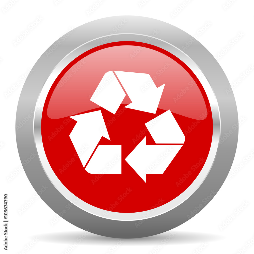 recycle red metallic chrome web circle glossy icon recycle red metallic chrome web circle glossy icon