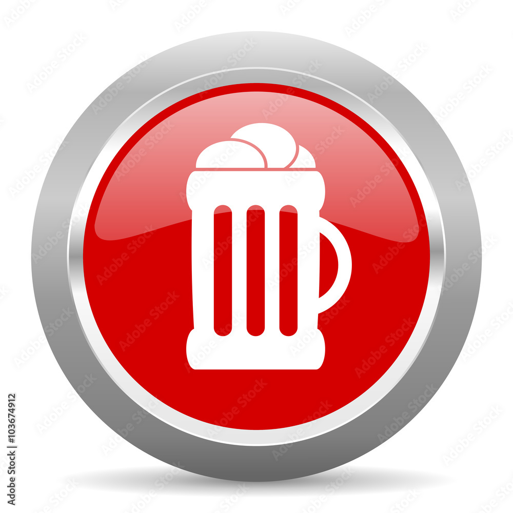 beer red metallic chrome web circle glossy icon beer red metallic chrome web circle glossy icon