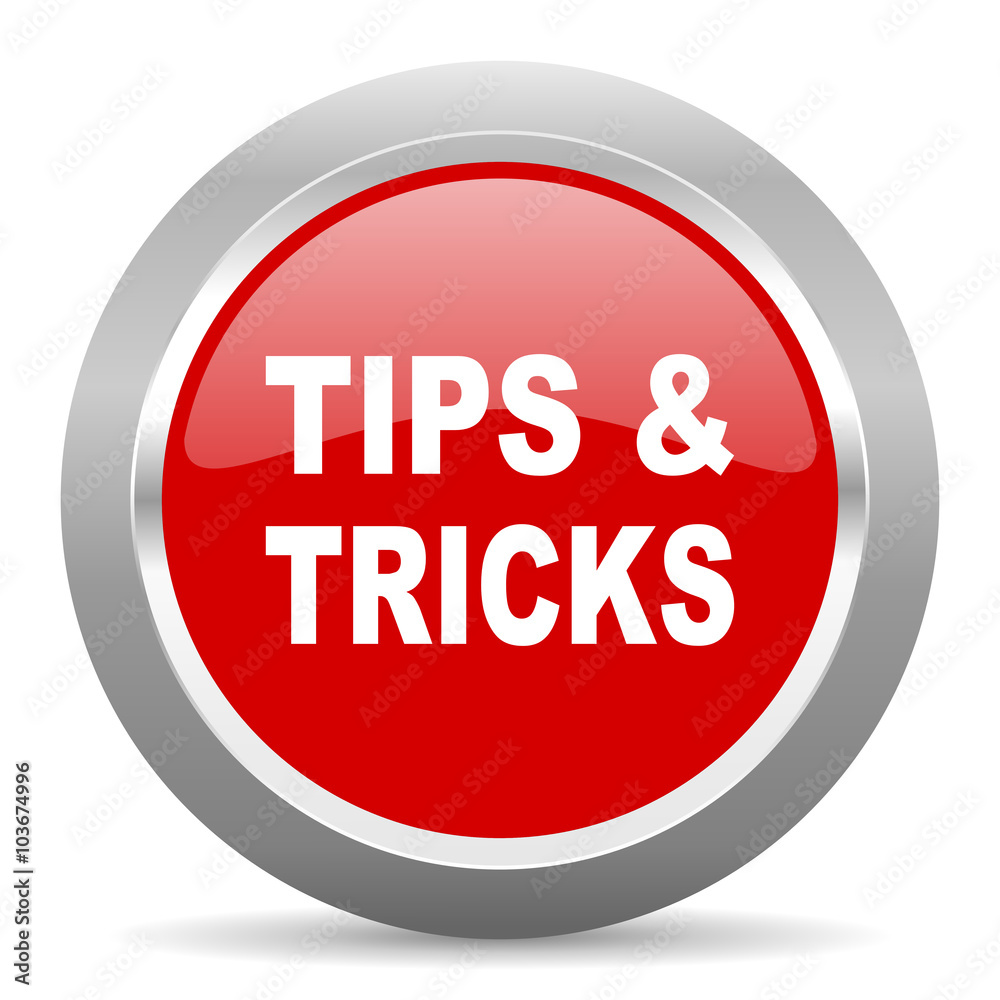 tips tricks red metallic chrome web circle glossy icon