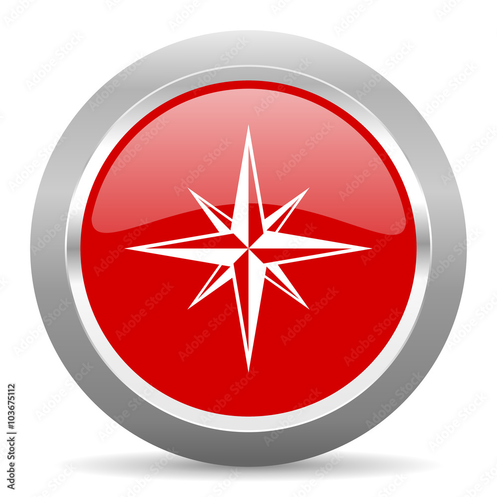 compass red metallic chrome web circle glossy icon compass red metallic chrome web circle glossy icon