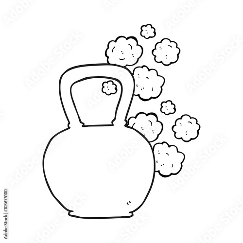 black and white cartoon heavy kettle bell