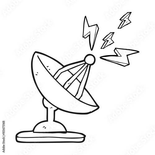 black and white cartoon satellite dish