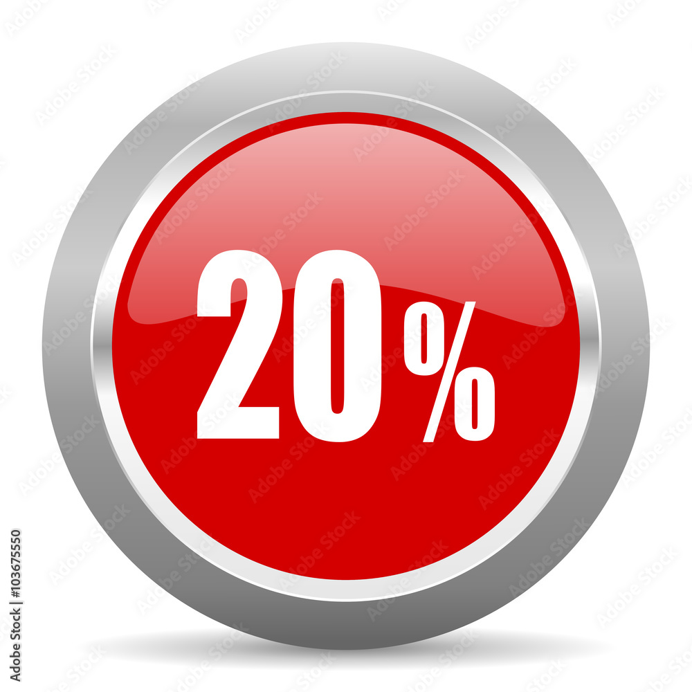20 percent red metallic chrome web circle glossy icon 20 percent red metallic chrome web circle glossy icon