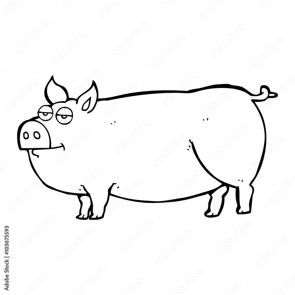 black and white cartoon huge pig black and white cartoon huge pig