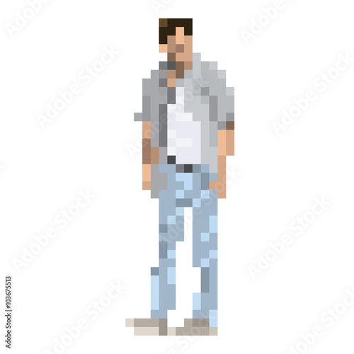 man fashion pixel vector isolate on white background.
