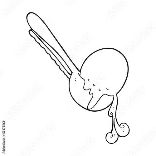 black and white cartoon scoop of ice cream