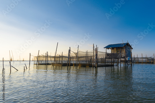 Fishing Farm ,Landscape of Songkhla Lake, Thailand
