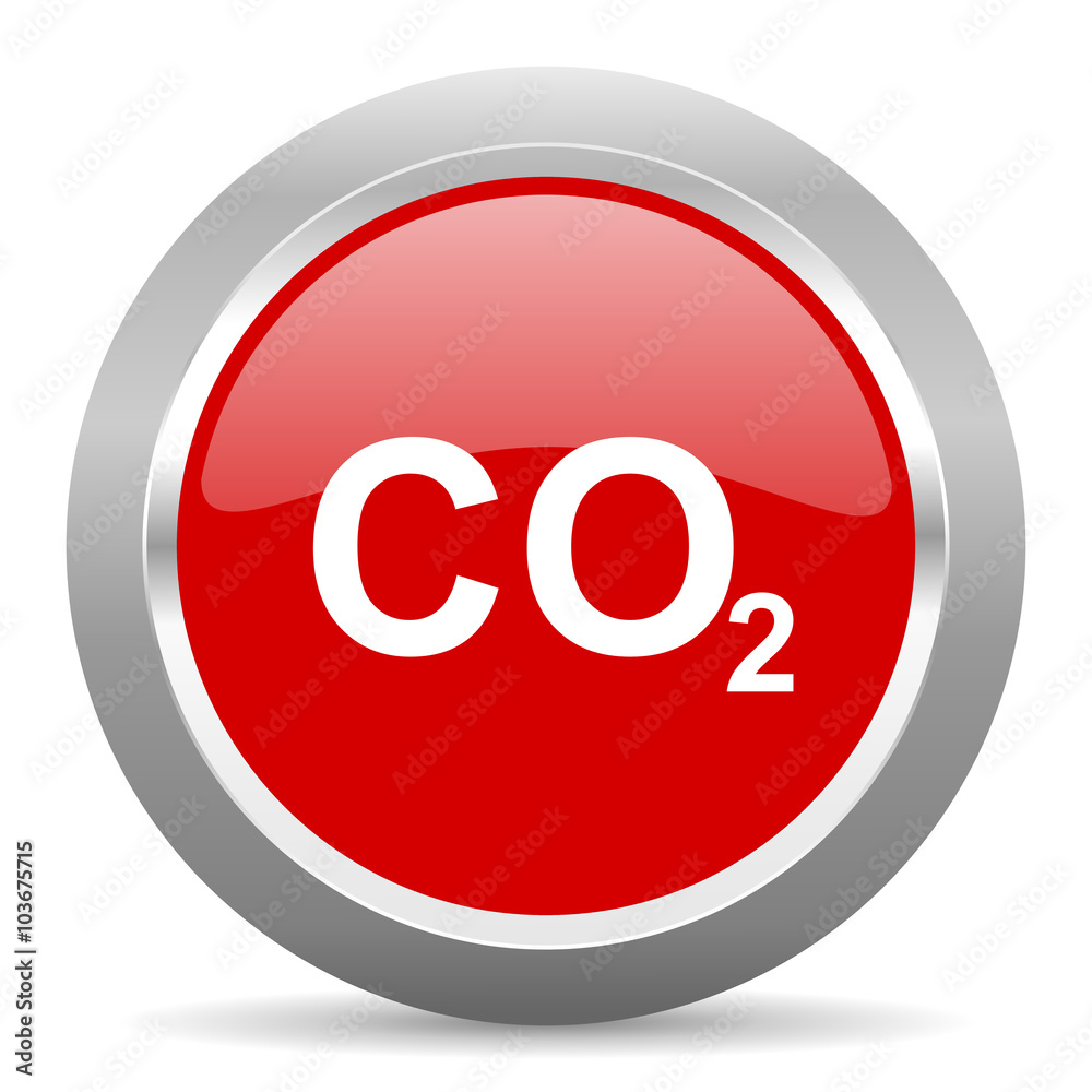 carbon dioxide red metallic chrome web circle glossy icon carbon dioxide red metallic chrome web circle glossy icon