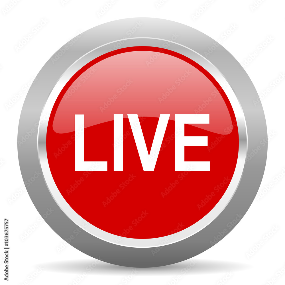live red metallic chrome web circle glossy icon live red metallic chrome web circle glossy icon