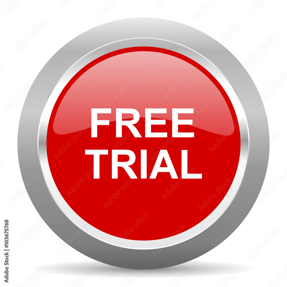 free trial red metallic chrome web circle glossy icon