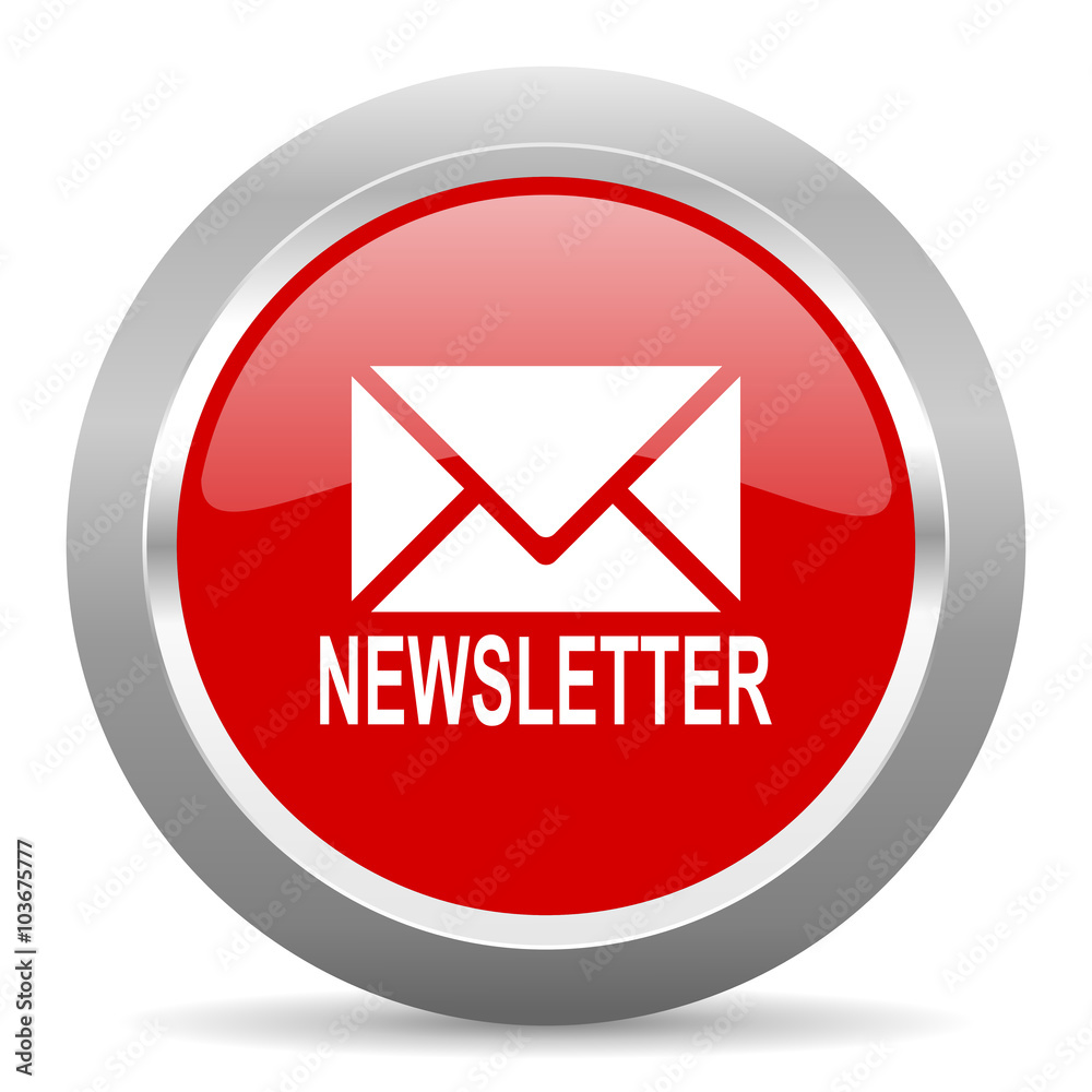 newsletter red metallic chrome web circle glossy icon newsletter red metallic chrome web circle glossy icon
