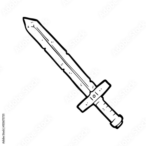 black and white cartoon bloody sword