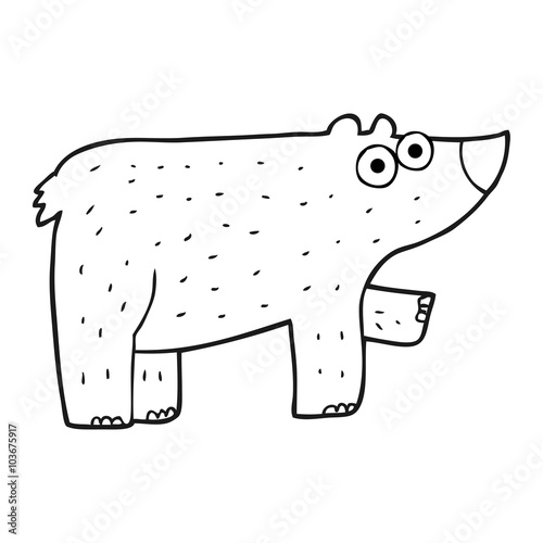 black and white cartoon bear