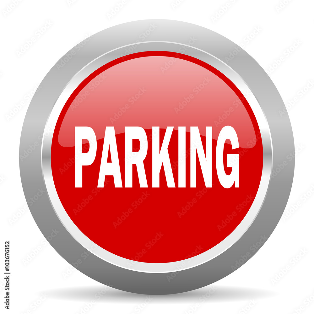 parking red metallic chrome web circle glossy icon parking red metallic chrome web circle glossy icon