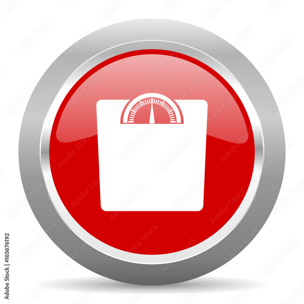 weight red metallic chrome web circle glossy icon weight red metallic chrome web circle glossy icon