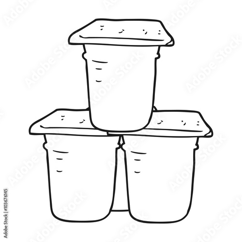 black and white cartoon yogurt pots
