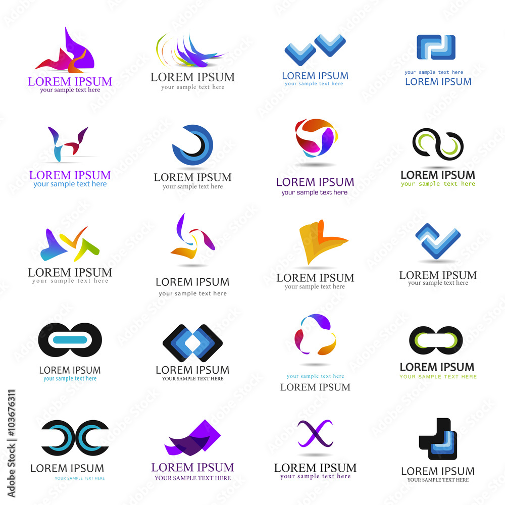 Unusual Logo Set - Vector Illustration