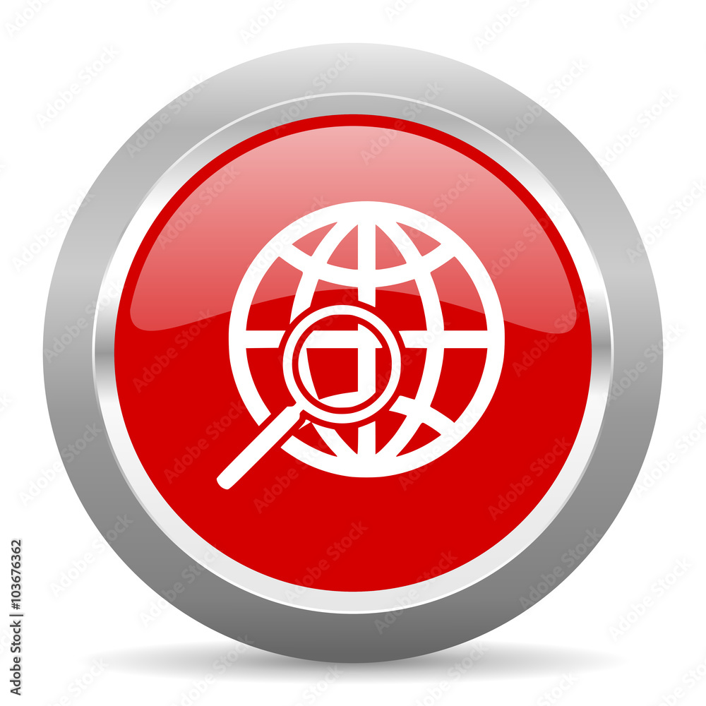 search red metallic chrome web circle glossy icon search red metallic chrome web circle glossy icon