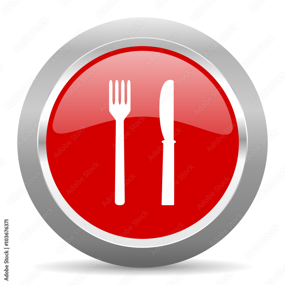 eat red metallic chrome web circle glossy icon eat red metallic chrome web circle glossy icon