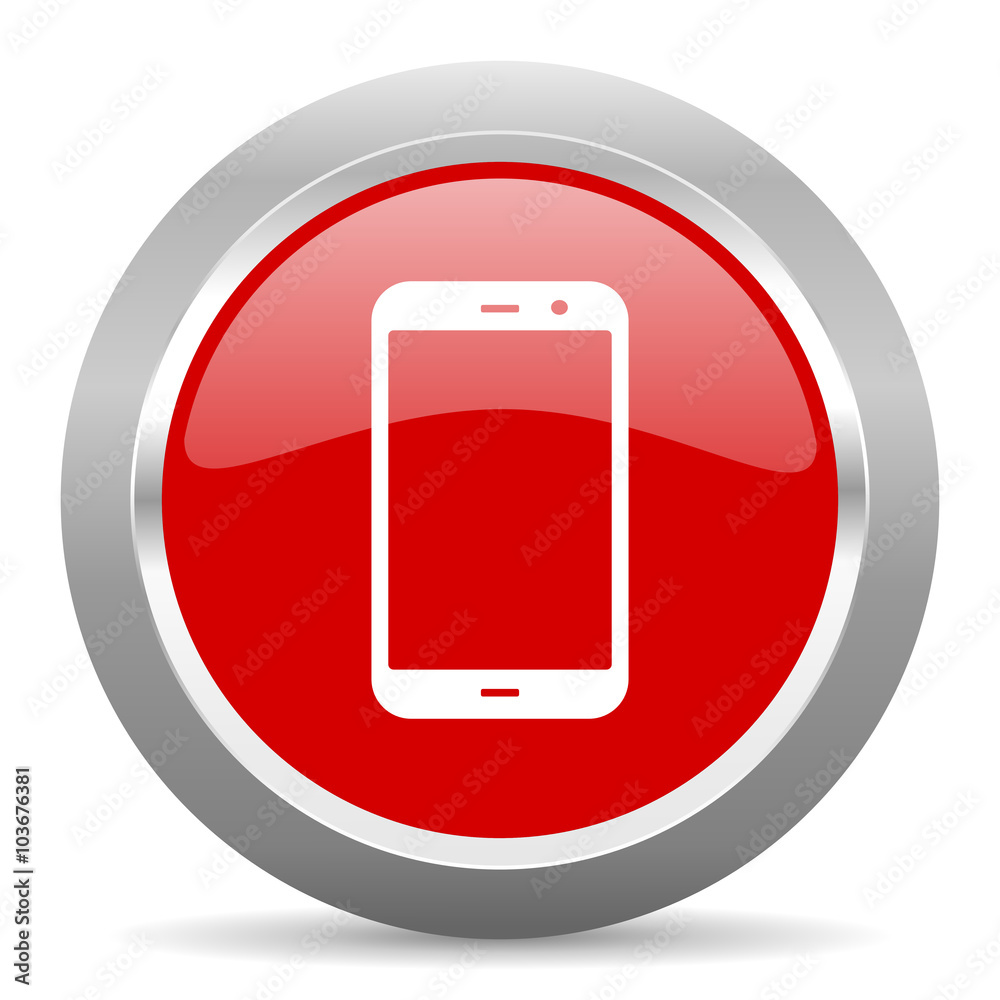 smartphone red metallic chrome web circle glossy icon smartphone red metallic chrome web circle glossy icon