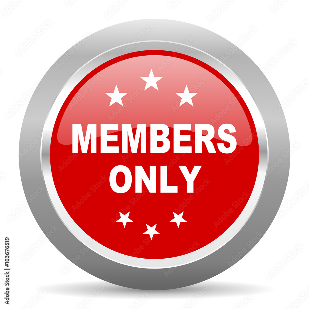 members only red metallic chrome web circle glossy icon members only red metallic chrome web circle glossy icon