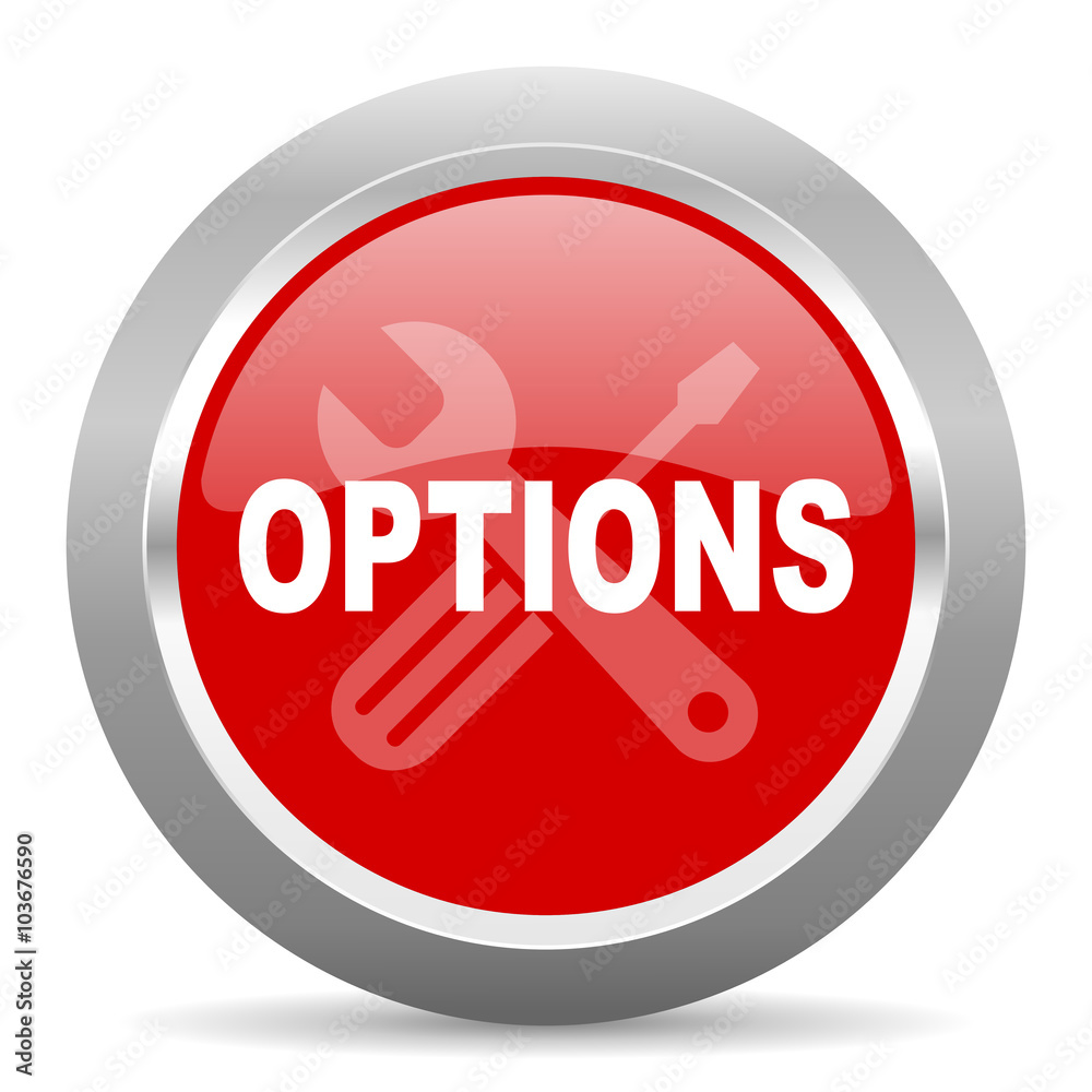 options red metallic chrome web circle glossy icon options red metallic chrome web circle glossy icon