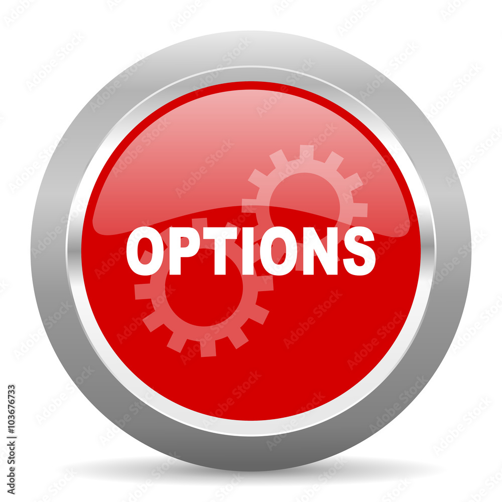 options red metallic chrome web circle glossy icon options red metallic chrome web circle glossy icon
