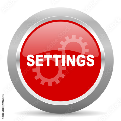 settings red metallic chrome web circle glossy icon
