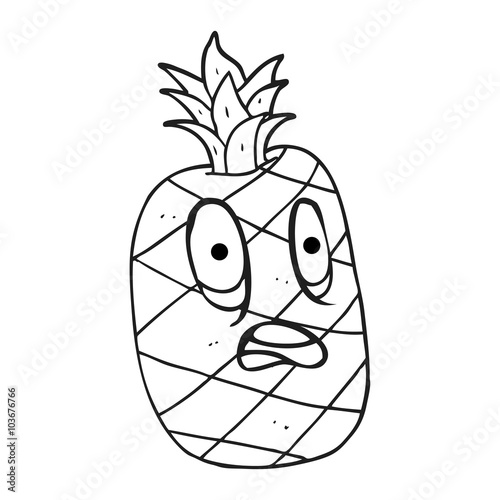 black and white cartoon pineapple