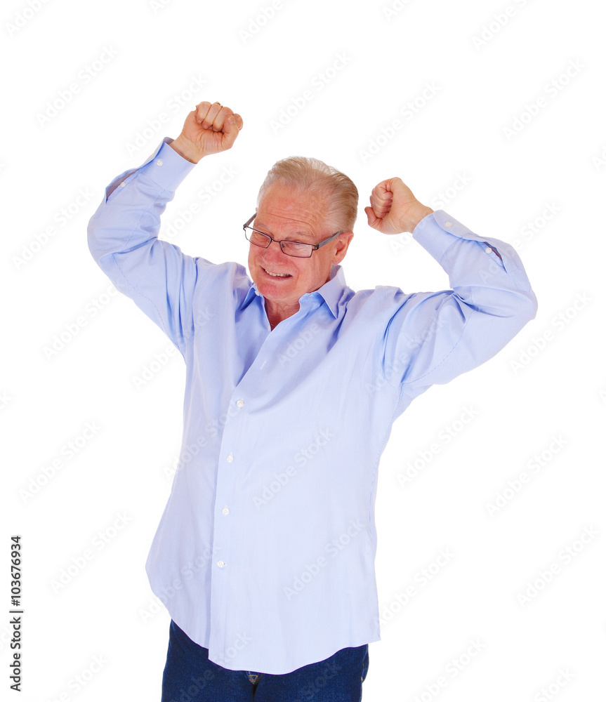 Angry senior man with arms raised. Angry senior man with arms raised.