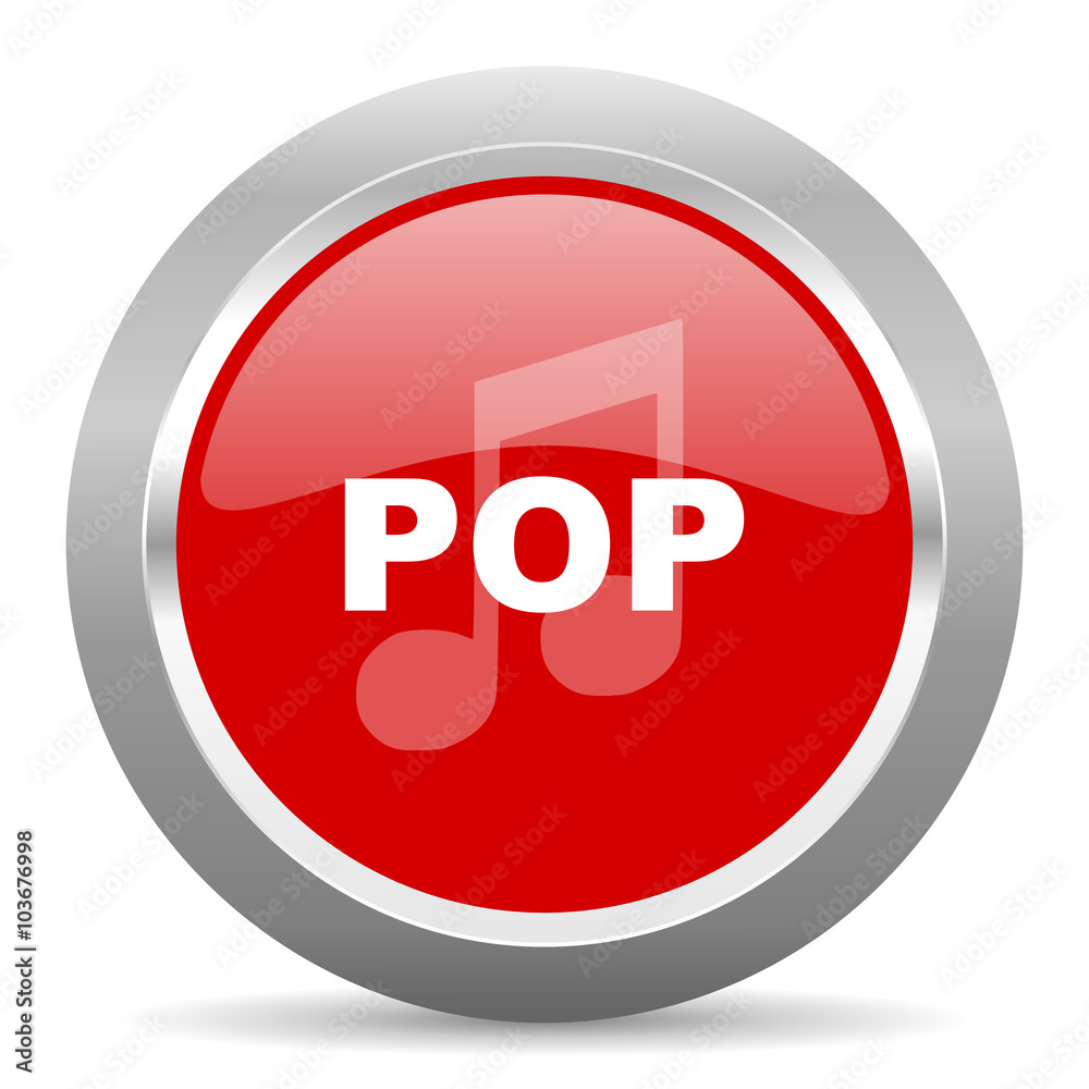 pop music red metallic chrome web circle glossy icon pop music red metallic chrome web circle glossy icon