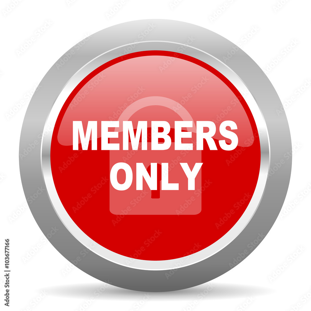 members only red metallic chrome web circle glossy icon members only red metallic chrome web circle glossy icon