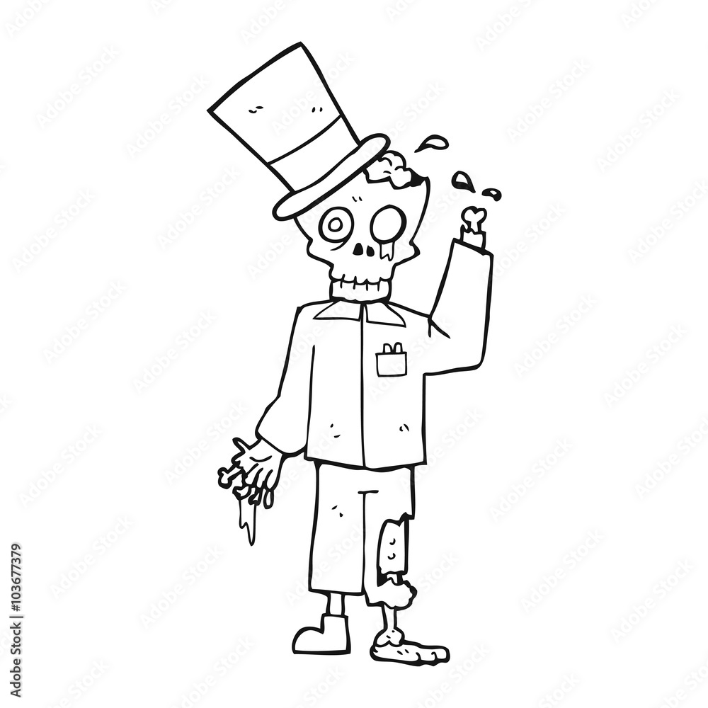 black and white cartoon posh zombie black and white cartoon posh zombie