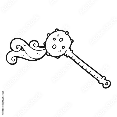 black and white cartoon medieval mace