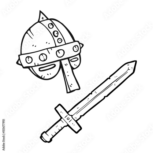 black and white cartoon medieval helmet