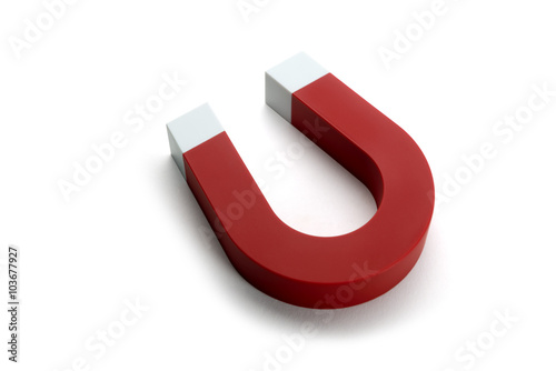 Magnet Horseshoe. Red color. Isolated on white background
