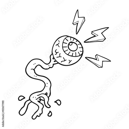 black and white cartoon gross electric halloween eyeball