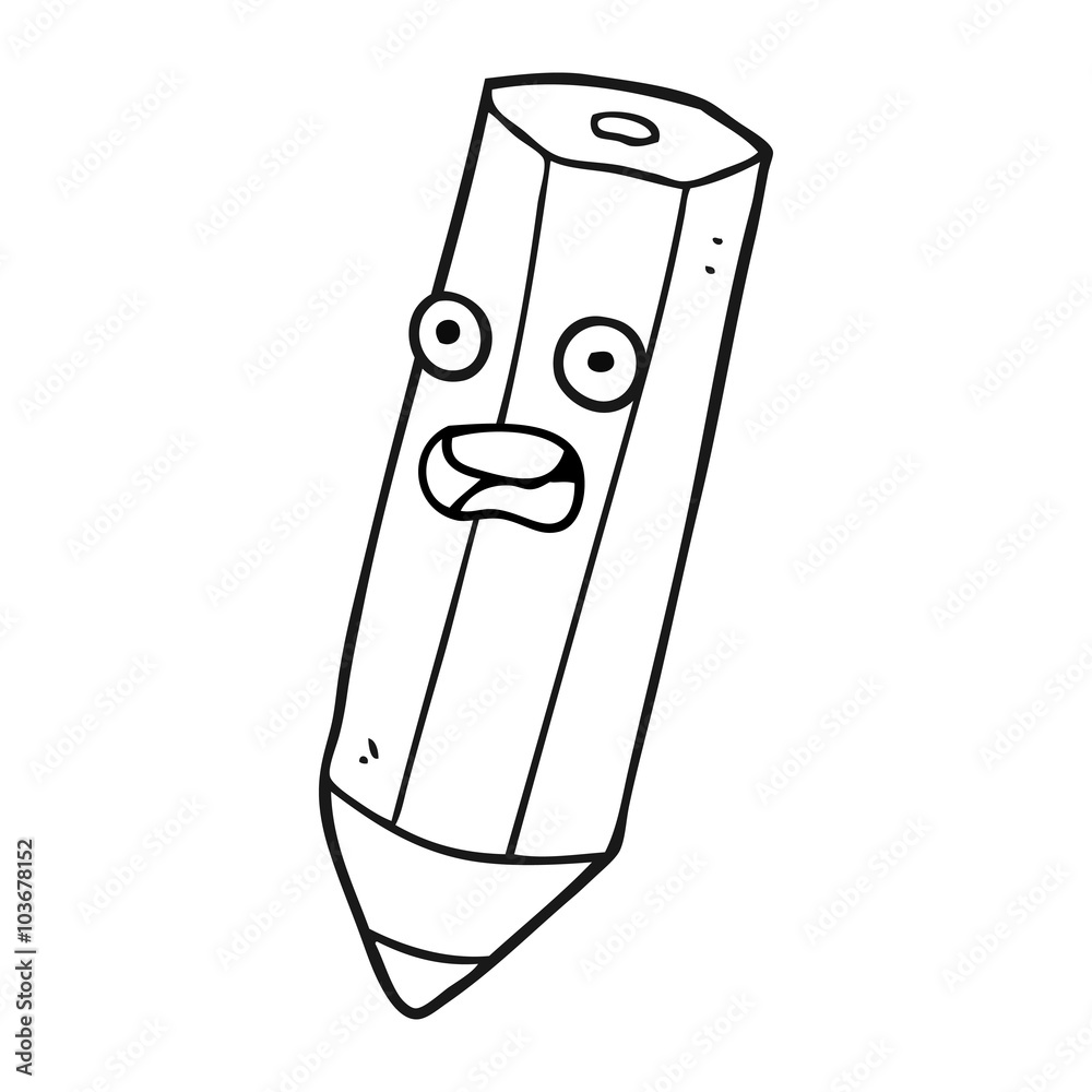 happy black and white cartoon pencil happy black and white cartoon pencil