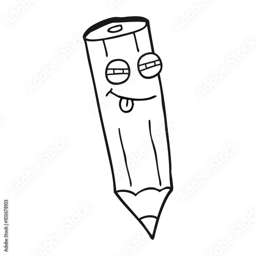 sly black and white cartoon pencil