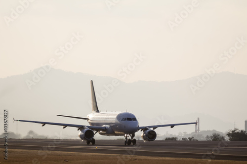 Plane in airport runway, Costa Rica