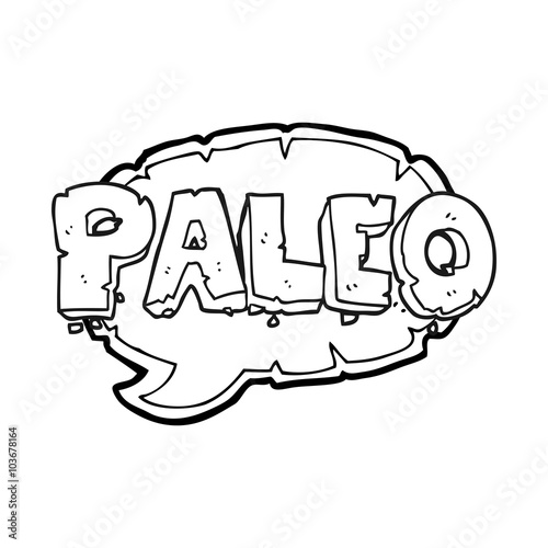 paleo black and white cartoon sign