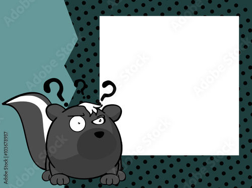 cute skunk ball style character cartoon pictureframe background in vector format