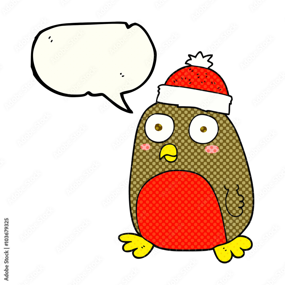 Fototapeta premium comic book speech bubble cartoon christmas robin