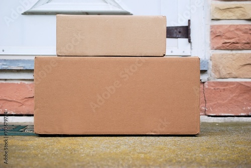 Packages on a front door step