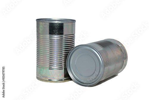 Two generic aluminum cans on a white background