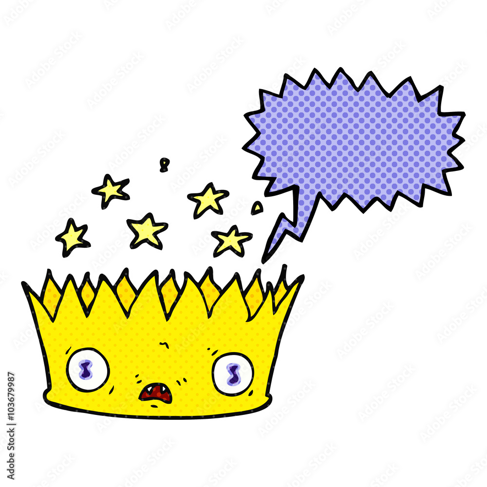 Fototapeta premium comic book speech bubble cartoon magic crown